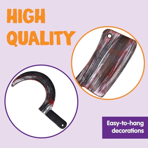 JOYIN 5 Pcs Knife Weapons Halloween Decorations Outdoor Indoor Toys Halloween Home Decor Haunted House Fake Blood, Machete Axe Cleaver Sickle