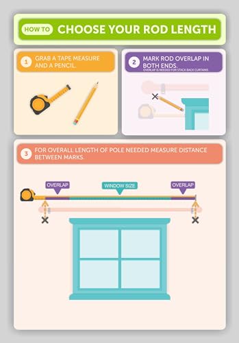 Ivilon Square Designed Style Window Side Curtain Rod, 1 1/8 inch Diameter. 16 to 28 Inch - Black