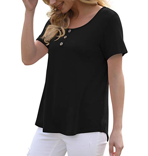 Feiersi Women's Long Sleeve Tops Casual Soft Comfy Blouse Loose Buttons Up T Shirts(Wine Red,Small)