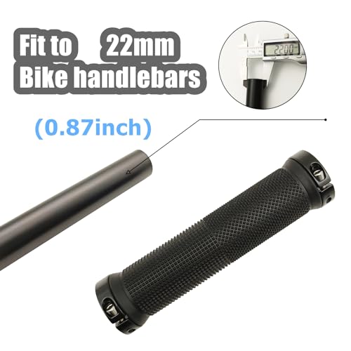 RYANGO Bike Handlebar Grips, MTB Grips with Elastic Grainy Design Bike Grips Double Lock, Bike Handlebar Grips Bicycle Grips for BMX, Foldable Urban Bicycles, E-Bike, Scooter