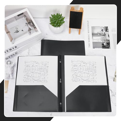 Lincia 100 Pcs Plastic Folders with Pockets and Prong Folders with Prongs 2 Pockets for Office, School for Students, Teachers, Office Workers(Pink)