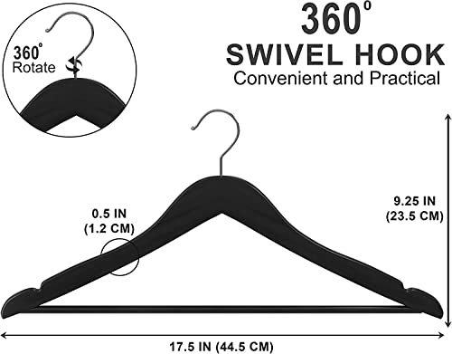 Utopia Home Premium Wooden Hangers 30 Pack - Durable & Slim Coat Hanger - Suit Hangers with 360-Degree Rotatable Hook - Wood Hangers with Shoulder Grooves (Black Color)