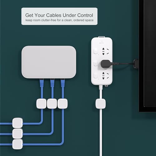 Picozon 6 Pack Magnetic Cable Clip Organizer Cord Holder, Picozon Adhesive Cable Management, Wire Phone USB Charger Cable Holder Keeper Organizer for Car, Office Home Desktop, Wall, Night Table