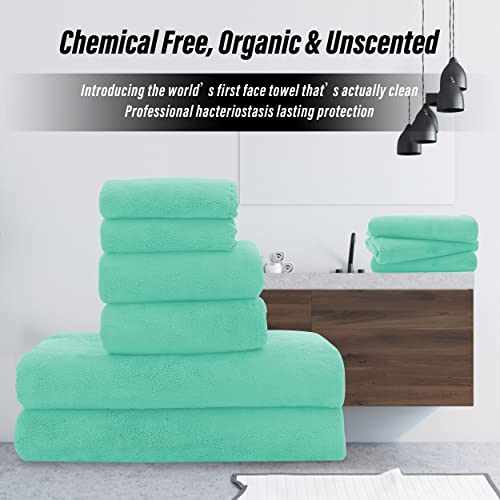 MOONQUEEN Ultra Soft Towel Set-Quick Drying - 2 Bath Towels 2 Hand Towels 2 Washcloths-Microfiber Coral Velvet Highly Absorbent Towel for Bath Fitness,Bathroom,Sports,Yoga, Travel(Purple, 6 Pcs)