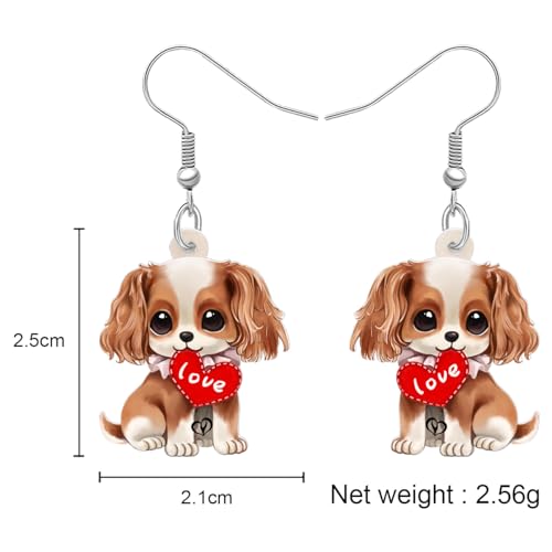 BONSNY Acrylic Valentine's Day Cute Pink Heart Love Dog Breeds Beagle Puppy Earrings Drop Dangle Jewelry For Women Gift Charms (Beagle)