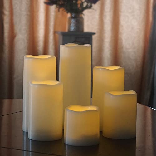 CANDLE CHOICE Waterproof Outdoor Battery Operated Flameless Pillar Candles with Timer White Plastic Realistic Flickering Electric LED Lights for Lantern Garden Wedding Christmas Decorations 9 Pack