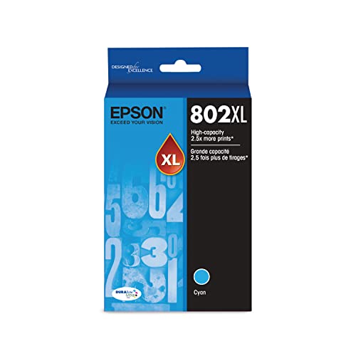 EPSON 802 DURABrite Ultra Ink High Capacity Black Cartridge (T802XL120-S) Works with WorkForce Pro WF-4720, WF-4730, WF-4734, WF-4740