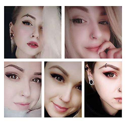 WBRWP 316L Stainless-Steel Hinged Nose Rings Hoop : Womens and Mens Ear Pierecing Ring with Colorful Zircon 20G(0.8mm) Septum Clicker Helix Cartilage Hoop Diameter 10mm, Rose Gold Color