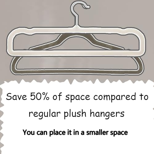 Pants Hangers Non Slip - 20 Pack Velvet Hangers for Closet - Thin Space Saving Clothes Hanger - Strong, Durable, Jean Hangers with 360 Degree Rotatable Hook, Tank Top Hangers for Bra, Shorts (Beige)
