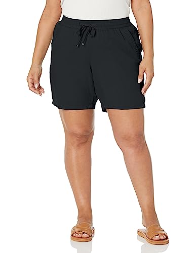 EVANS Women's Plus Size Short Linen VISC, Black