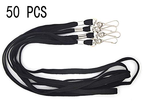 Bird Fiy Black Lanyard 32" Flat Lanyards with Swivel Hook Attachment (Black)