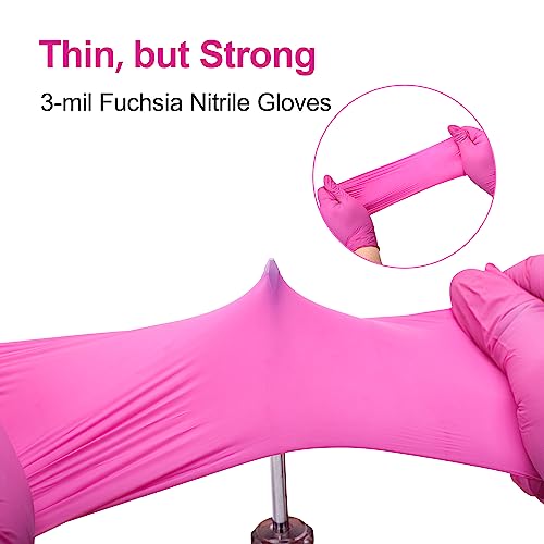 SwiftGrip Powder-Free Nitrile Gloves, X-Small, 50ct Box - 3-mil, Disposable, Latex-Free, for Kitchen, Cleaning, Estheticians, Hair Stylist - Pink/Fuchsia