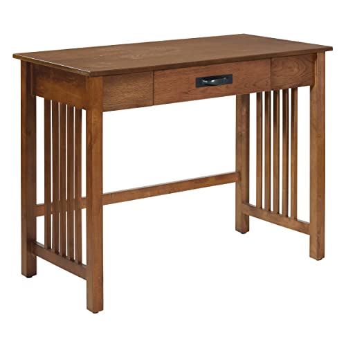 Office Star Products OSP Home Furnishings Sierra Mission Desk and Sofa Table Bundle, Ash Brown