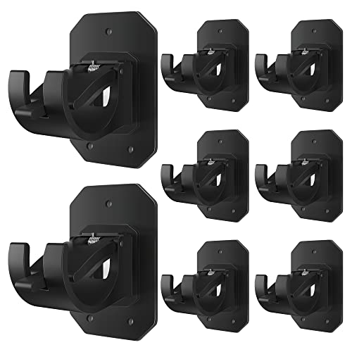 8PCS Upgraded No Drill Curtain Rod Brackets No Drilling Self Adhesive Curtain Rod Holder Hooks Nail Free Adjustable Curtain Rod Hook Curtain Hangers for Bathroom Kitchen Home Bathroom and Hotel(Black)
