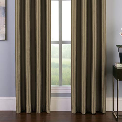 Curtainworks Malta Faux Silk Grommet Curtain Panel, 50 by 84", Bronze