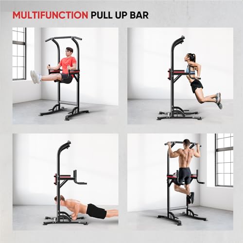Pull Up Bar Station, Power Tower Dip Bar for Pull-up Push-up Multi-function Home Gym Strength Training Workout Equipment