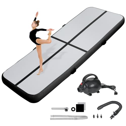 KIKILIVE Inflatable Air Gymnastics Tumbling Mat 10ft, Air Tumble Track Mat 4 inches Thickness with Electric Air Pump for Home Use/Training/Cheerleading/Yoga/Water/Beach/Park