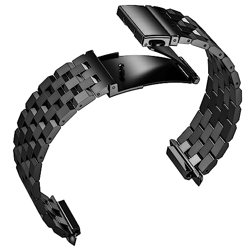 SUPLINK Stainless Steel Case & Band Compatible with Fitbit Versa 4 Bands/Versa 3/Versa/Versa 2 Watch bands Men,Protector Cover Strap for Fitbit Sense/Versa Lite/Fitbit Sense 2 Bands,Black