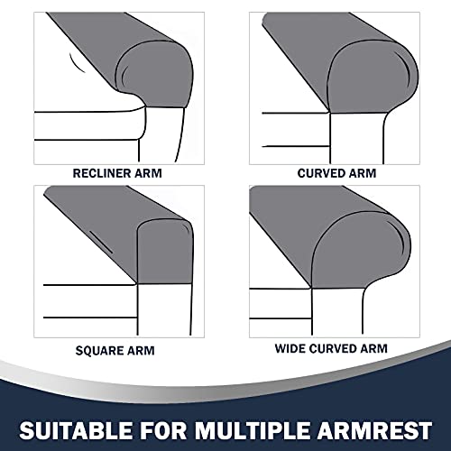 Stretch Sofa Armrest Covers Spandex Jacquard Arm Covers for Chairs and Sofas Anti-Slip Couch Armrest Covers with Sticker Furniture Armrest Protector for Sofa Couch Chair Recliner, Set of 2, Beige