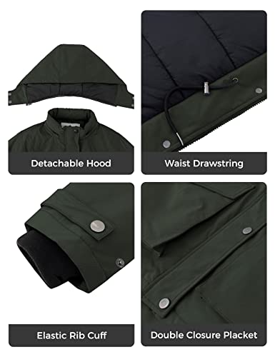 WenVen Women's Winter Fashion Warm Waterproof Hooded Coat Quilted Thick Jacket(Army Green,Small)