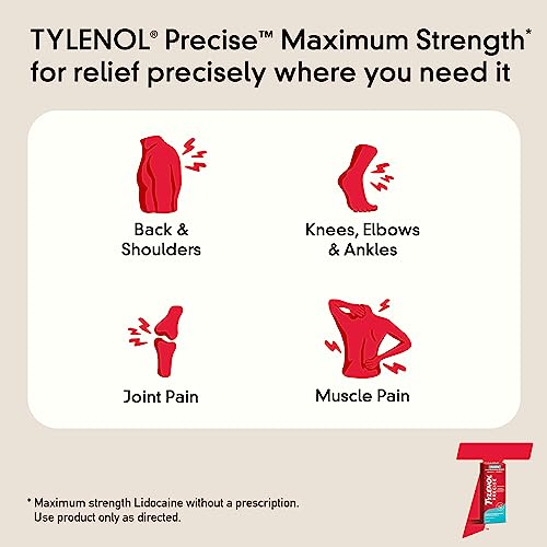Tylenol Precise Warming Pain Reliever Cream, Maximum Strength 4% Lidocaine Warming Pain Cream for Back, Knee & Joint Pain, Fast-Acting, Penetrating Pain Relief Cream, Light Scent, 4 oz