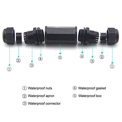 (2 Pack) Toptekits RJ45 Waterproof Connector IP67 Ethernet Network Cable Connector Double Head Outdoor LAN Coupler Adapter Female Cat5, 6,8P8C