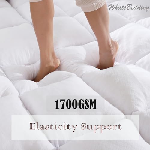WhatsBedding 3 Inch Memory Foam Mattress Topper Full Size Memory Foam Filled Bamboo Cooling Fluffy & Soft 100% Air Fabirc Top Pillow Top, Anti-Slip Bottom, 4 Elastic Straps, 75x54x3 Inch, Full