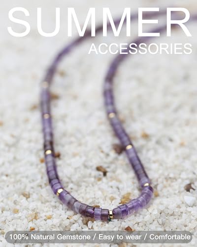 MIDDLUX Choker Necklace for Women, Rose Quartz Necklace, Crystal Necklaces for Women, Beaded Necklaces for Women, Summer Jewelry, Gifts for Women