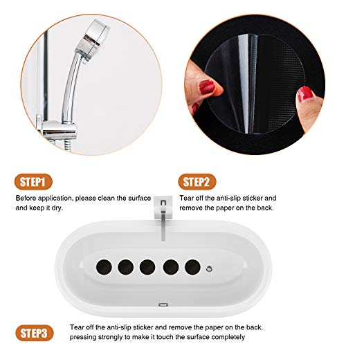 Secopad Non-Slip Bathtub Stickers, 24 PCS Safety Bathroom Tubs Showers Treads Adhesive Decals Scraper (Black)