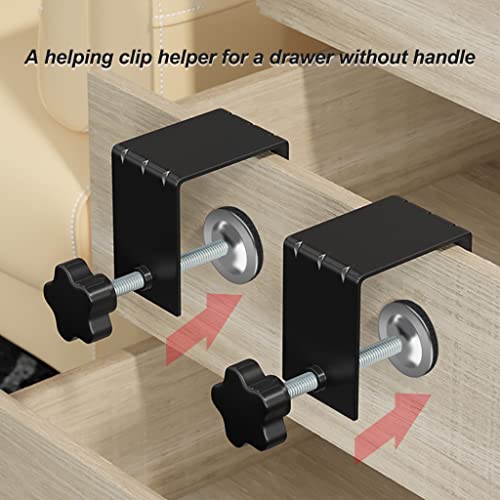 6 Pcs C Clamps, Drawer Front Installation Clamps, Cold-Rolled Steel Clamps for Woodworking, Can Be Used as Door Installation Tools and Cabinet Tools, Black (6)