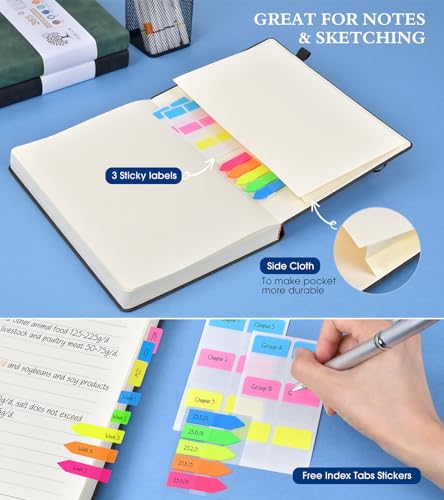 PERCUN A4 Lined Journal Notebook,365 Page Large Leather Journals for Writing Women Men,Hardcover Notebook with 100Gsm Thick Pages for Travel,Work,School,College Ruled, Daily Diary (8.5" x 11.4")