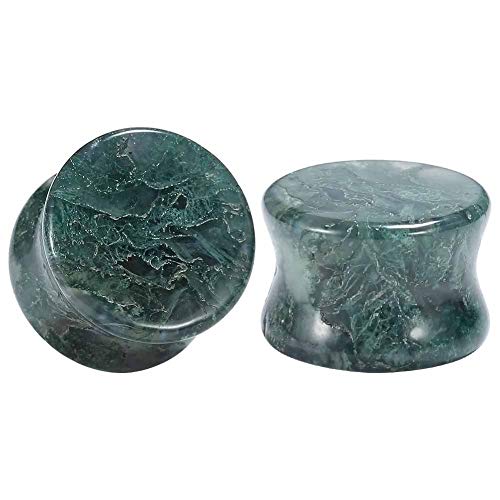 COOEAR 14PC 7 Pairs Stone Ear Plugs Double Flare Saddle Stretching Gauges Expander Stretchers 2G(6mm)-5/8"(16mm)