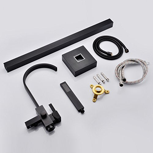 Artiqua Freestanding Bathtub Faucet Tub Filler Black Floor Mount Single Handle with Hand Shower