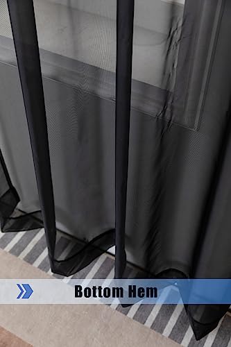 WPM Black Window Scarf Extra Long Sheer Window Scarf Valance. 38”W x 216”L Valances Voile Swag for Windows- Living Room, Kitchen, Wedding Arches, Bedroom Décor, Events. Fully Stitched and Hemmed