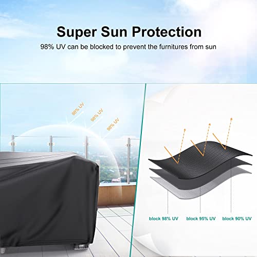 BROSYDA Patio Furniture Set Cover Waterproof, Heavy Duty Furniture Covers for Outdoor Sectional Sofa Set Wicker Rattan Table Chair Rectangular,138"L×86"W×28"H,Brown