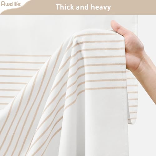 Awellife Boho Pink Shower Curtain for Bathroom Stripe Tassel Shower Curtain 72 X 72 Inches Farmhouse Linen Girls Coral