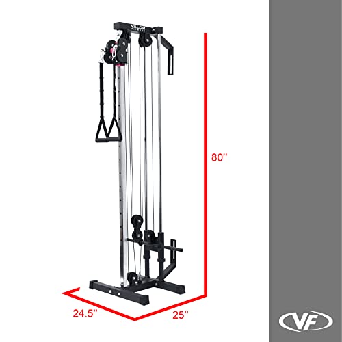 Valor Fitness Wall Mount Cable Machine – Adjustable Dual Pulley System with 16 Positions, LAT Pull, Strap Handles & Attachments – Max Weight 200 LB – Ideal Home Gym Equipment for Strength Training