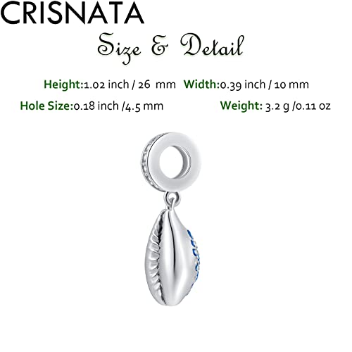 Sea Shell Conch Pendant Charms, fits Pandora Ocean Bracelet, 925 Sterling Silver Beach Seashell with Blue CZ Dangle Beads, Gifts for Granddaughter/Best Friends/Girlfriend/Wife
