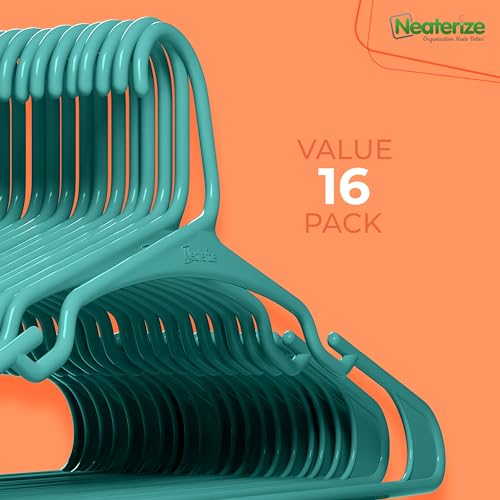 Clothes Hangers Plastic 16 Pack for Adults - Plastic Hangers, The Perfect Coat Hanger and General Space Saving Clothes Hangers for Closet - Percheros Ganchos para Colgar Ropa Hangars - Aqua Hangers