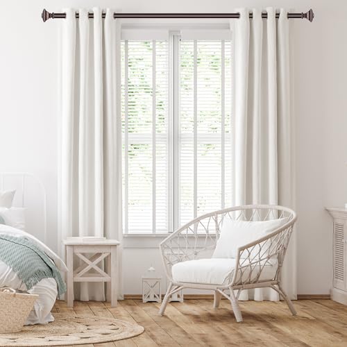 BRIOFOX BLACK Curtain Rods for Windows 28 to 48 Inch Adjustable Length 1 Inch Diameter Heavy Duty Window Curtain Rods for Indoor Ourdoors With Classic Square Finials