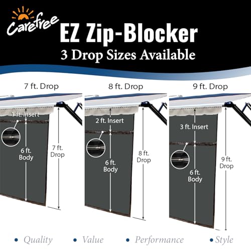 CAREFREE 701007ACD Black 10' x 7' Drop RV Awning EZ ZipBlocker
