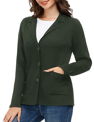 Womens Casual Work Office Blazer Open Front Long Sleeve Cardigan Jacket(M, Wine)