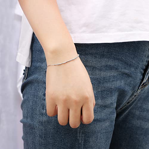 JoycuFF Aunt Friendship Morse Code Bracelets Inspirational Gifts For Best Friends Women Mother Daughter Aunt Sister Mothers Day Birthday Christmas Stianless Steel Jewelry Silver Bracelet