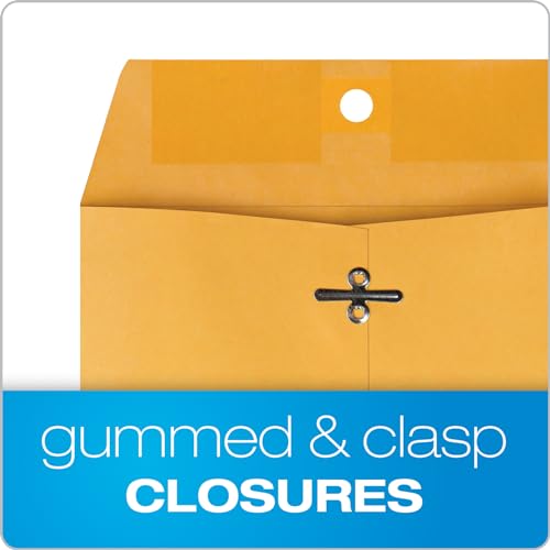 Quality Park 6x9 Clasp Envelopes, Extra Heavyweight 32 lb. Manila Kraft Envelopes, Gummed Seal and Clasp for Storing or Mailing, 100/Box (QUA37755)