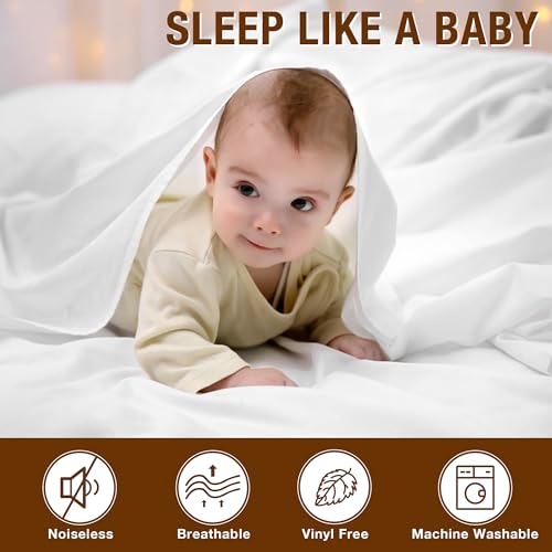 LVYSHOW Queen Mattress Protector, Waterproof Mattress Protector Queen Size, Soft Breathable Noiseless Queen Mattress Cover with Stretchable Pockets, Fitted up to 18 Inches