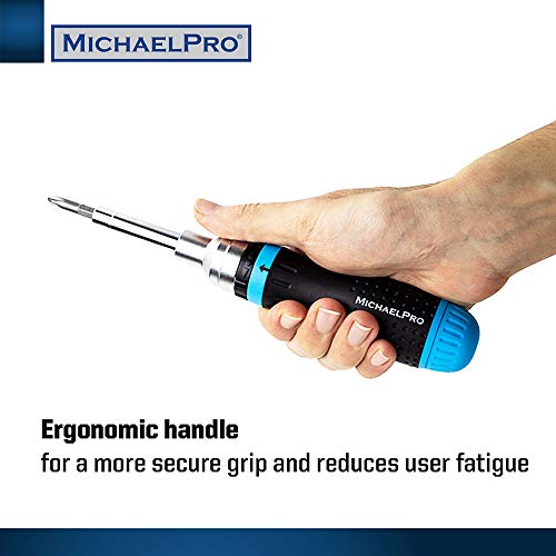 MichaelPro MP002001 Set of 19-in-1 Interchangeable Multi Bit Ratchet Screwdriver Set, All-In-One Multi Screwdriver comes with a Built-In Handle Storage Perfect for Home and Industrial Usage