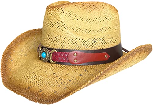 Western Outback Cowboy Hat Men's Women's Style Straw Felt Canvas (Stone Brown 3)