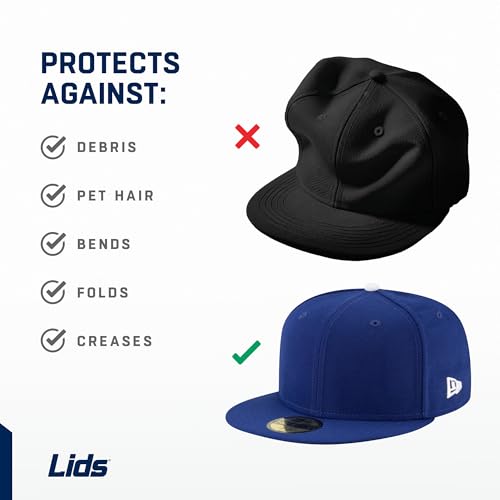 Lids Hat Travel Case – Baseball Cap Carrier for 6 Hats, Durable Black Exterior & Interior, Storage with Handle & Adjustable Shoulder Strap, Hard Hat Organizer for Travel & Closet