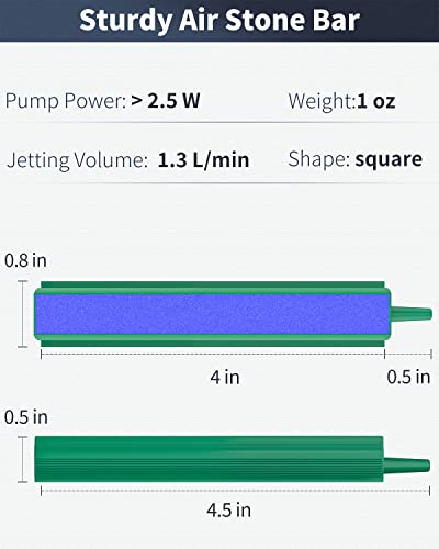 Pawfly Aquarium Air Stone Bar Bubbler 4 Inch, Fish Tank Bubbler Stone with Plastic Base Square Oxygen Diffuser for Nano Air Pump Small Bucket and Fish Tank, 4 Pack