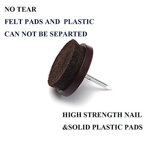 Furniture Felt Pads Nail-on Heavy Duty Felt Pad Chair Sliders Round Chair Leg Floor Protectors 1" Furniture Leg Protector 24 Pack